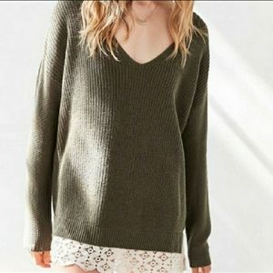 Urban Outfitters Olive Knit Oversized Sweater.
